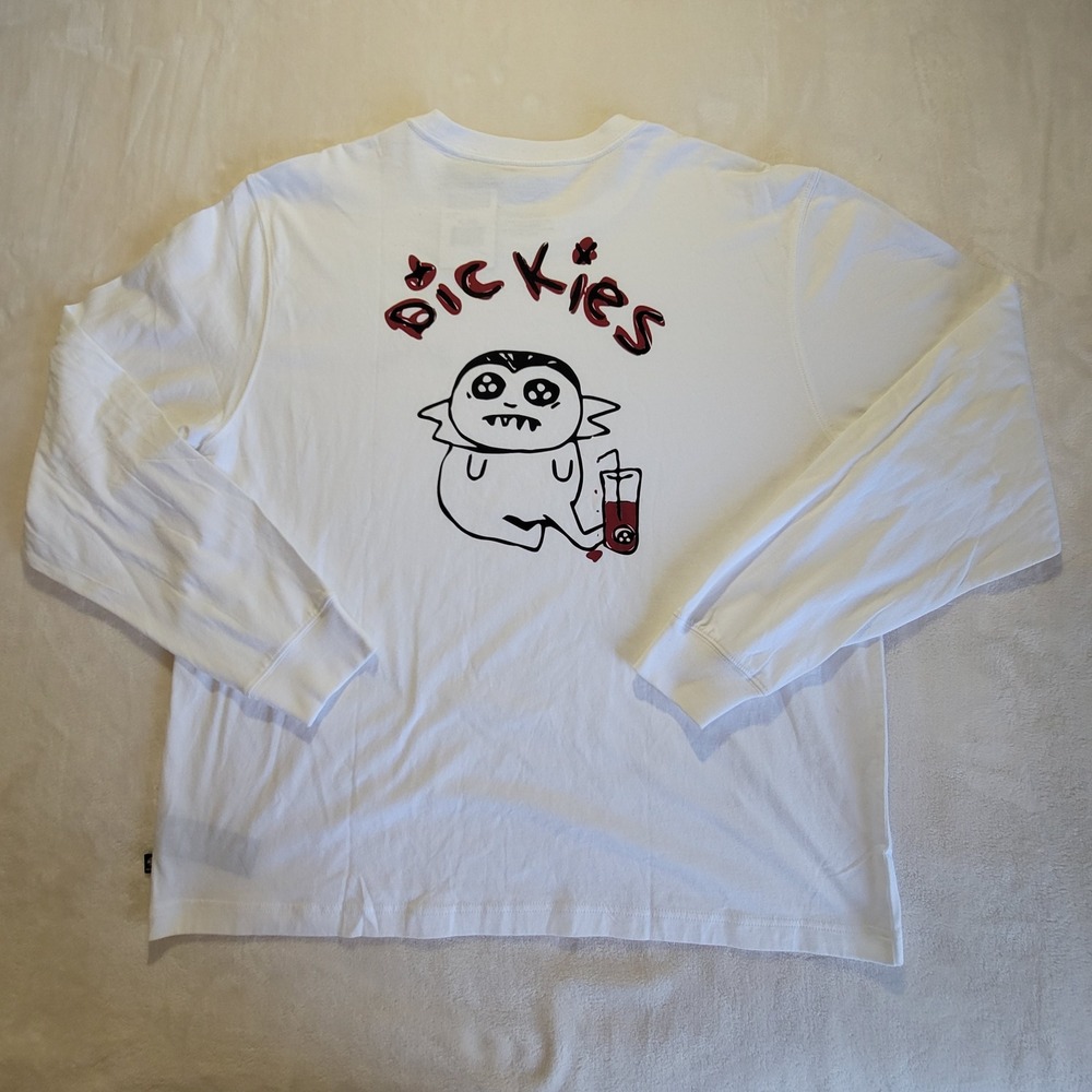 NWT Dickies Skateboarding T-Shirt Mens XL White Franky Villani Vampire L/S NEW - Picture 2 of 12